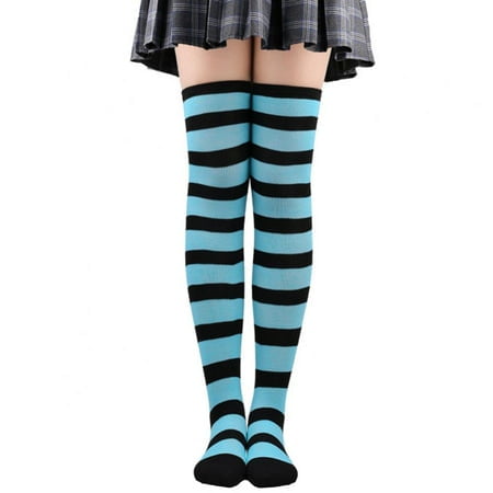 

Womens Long Socks Striped Thigh High Socks Cotton Over the Knee Socks Leg Warmers Christmas Stockings