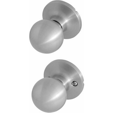 Plymouth Knob Set Privacy Lock - Honeywell Ball Knob Privacy Door Lock, Satin Nickel
