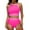 Pink, variant on Ecqkame Tankini Swimsuits for Women Two Piece Tummy Control Bathing Suits Cutout Back Swim Tank Top with High Waisted Army Green XXL