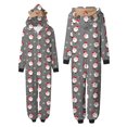 thumbnail image 2 of Odeerbi Christmas Onesie Pajamas for Family Holiday Sleep Jumpsuit Long Sleeve Family Christmas Pajamas Matching Sets Mom Fashion Lattice Print Plush Jumpsuit Sleepwear PJs Set Gray, 2 of 6