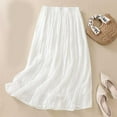 thumbnail image 5 of Mrat Crochet Skirt Women's Summer Solid Elastic Waist Cotton Linen Ankle Beach Skirt Crochet Skirt S-33 White M, 5 of 6