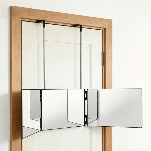 3-Sided Foldable Makeup Mirror , 360° Barber Mirror for Self Hair Cutting & Styling