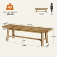 thumbnail image 3 of Finmind 55.12-inch Solid Wood Dining Bench, Farmhouse Long Kitchen Bench with Strengthened Legs for Dining Room, Kitchen, Living Room, Brown, 3 of 10