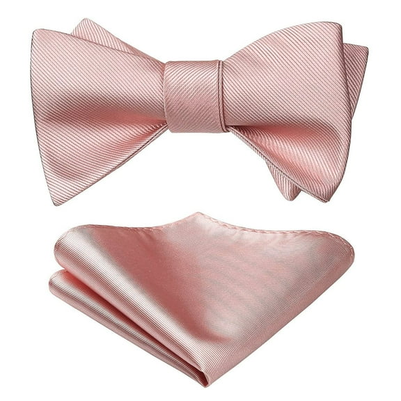 HISDERN Pink Bow Ties for Men Self Tie Bow Tie Pocket Square Set Classic Formal Tuxedo Satin Bowtie