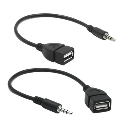 MP3 Adapter Cable Black Headset Adapter 3.5mm Female to USB Male Built-in Chip