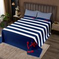 thumbnail image 2 of Erosebridal Geometric Striped Coverlet Set Queen, Vintage Anchor Bedding Set, Ocean Themed Decor 3pcs, 2 of 5