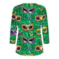 thumbnail image 4 of Gamivast Mardi Gras Shirts for Women Plus Size Mask Graphic 3/4 Sleeve Dressy Tshirt Relaxed Fitted V Neck Button Holiday Party Pullover Carnival Outfits 2026, 4 of 6