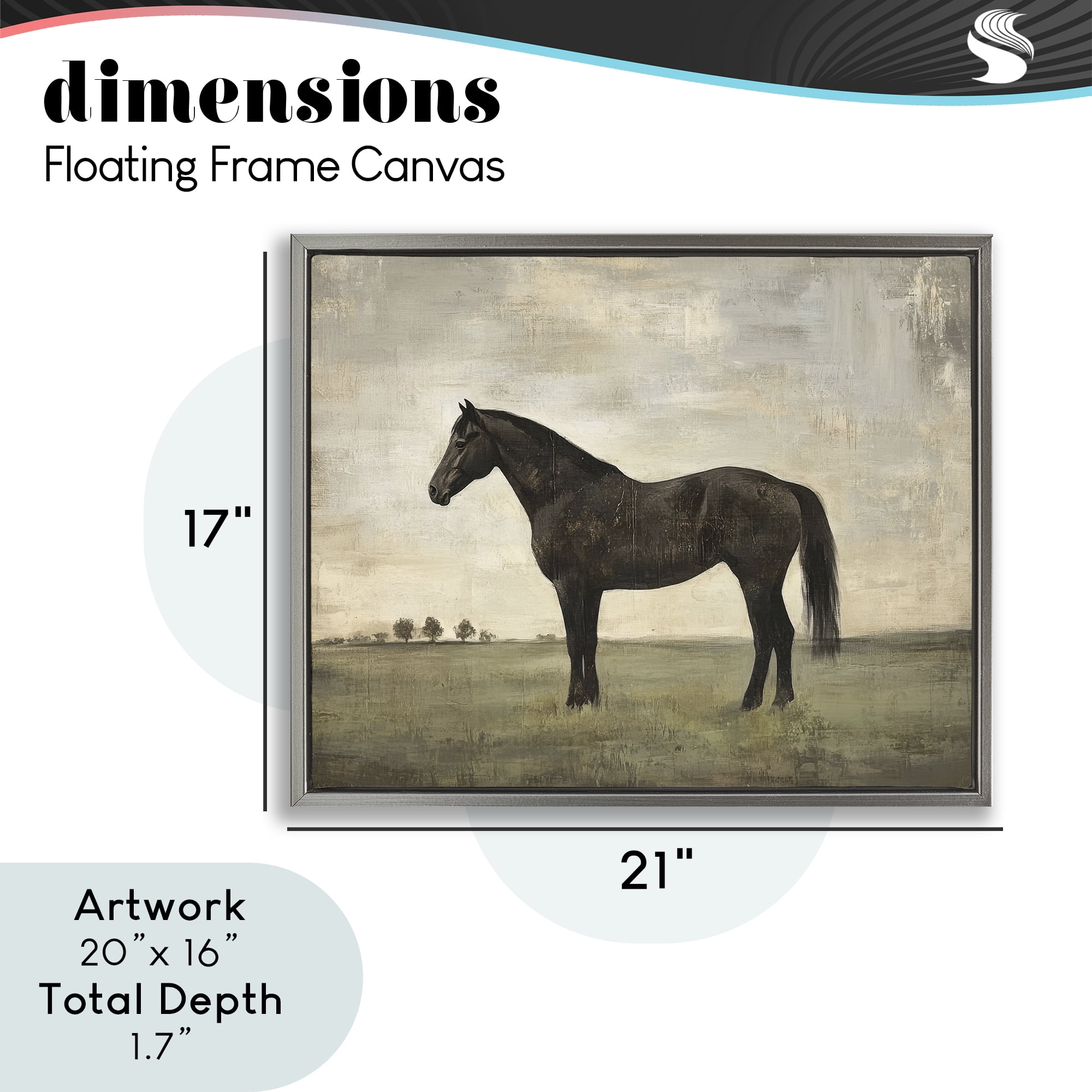 Stupell Industries Distressed Horse Portrait Gray Framed Floater Canvas Wall Art, design by Petal Prints Design
