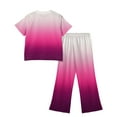 thumbnail image 3 of Abcomgle Lounge Sets for Girls 7-8 Girls Two Piece Outfits Gradient Short Sleeve T Shirts and Wide Leg Pants Set Cute Trendy Girls Sweatsuit,13-14 Years, 3 of 4