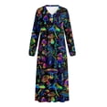 thumbnail image 5 of Tutolipy Mushroom Printed Nightgowns for Women Long Sleeve Sleepwear V Neck Loungewear Breathable Night Dress for Fall Winter, 3XL, 5 of 7