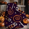 thumbnail image 6 of Halloween Candy-Themed Blanket - Soft Flannel Throw with Orange Lollipops & Spiders, Purple Base, Cozy for Couch & Bed, Perfect for Home Decor, Parties, and Movie Nights, Halloween Decorations, 6 of 8