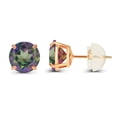 thumbnail image 2 of Decadence 14K Rose Gold Plated Sterling Silver 4mm Round Natural Mystic Green Topaz Birthstone Prong Set Stud Earrings For Women, 2 of 5