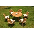 thumbnail image 4 of Grade-A Teak Dining Set: 6 Seater 7 Pc: 52" Round Table And 6 Lagos Arm Chairs Outdoor Patio WholesaleTeak #WMLGm, 4 of 4