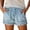 Light Blue, variant on Hienoo Women's Plus Size Tassel Denim Shorts Elastic Waist Pocket Casual Jean Shorts, Sizes XS-XXXL