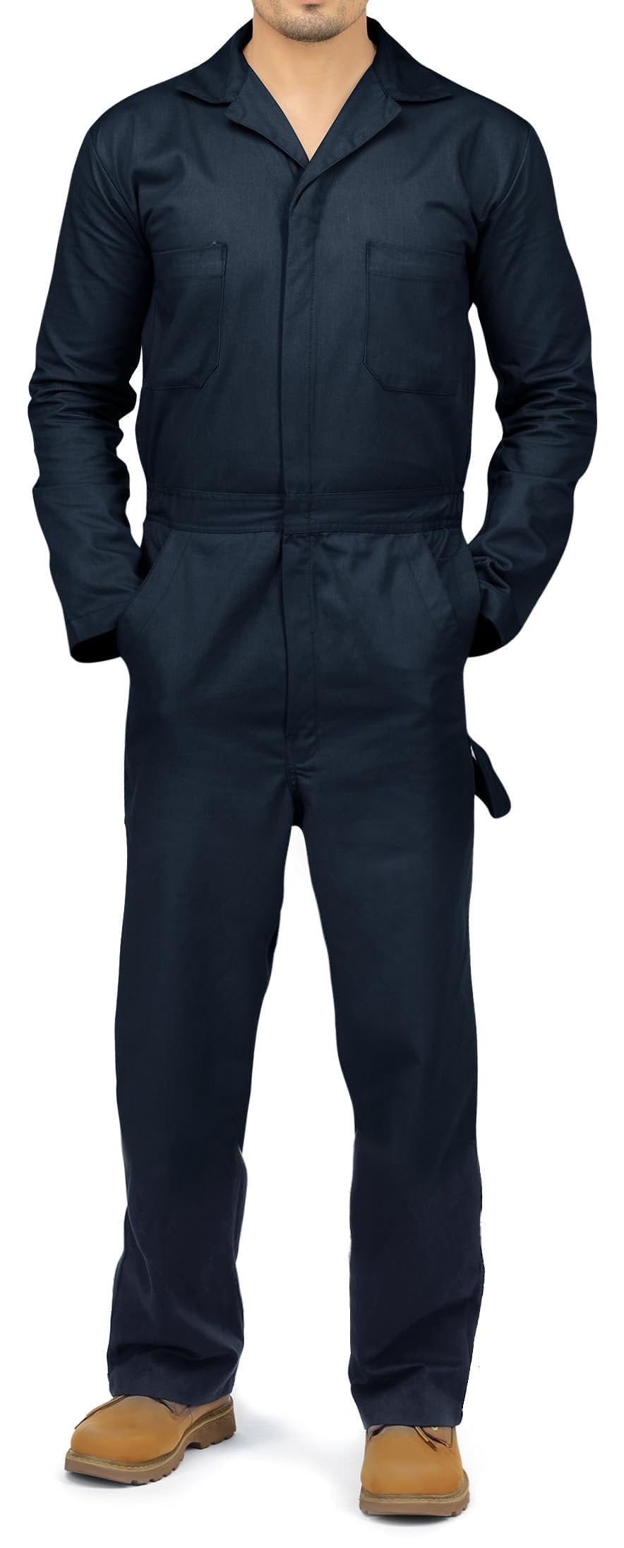 Toptie Heavy Duty Men's Long Sleeve Coveralls, Navy, Lightweight