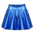 thumbnail image 2 of TiaoBug Kids Girls Glossy Metallic Mini Skater Skort Ballet Dance Flared Pleated Scooter Skirt Royal Blue 12, 2 of 6