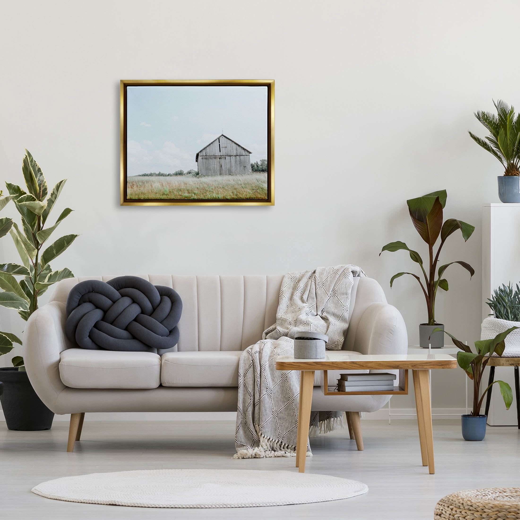 Stupell Industries Lone Countryside House Vast Rural Field Photograph Metallic Gold Floating Framed Canvas Print Wall Art, Design by Nathan Larson