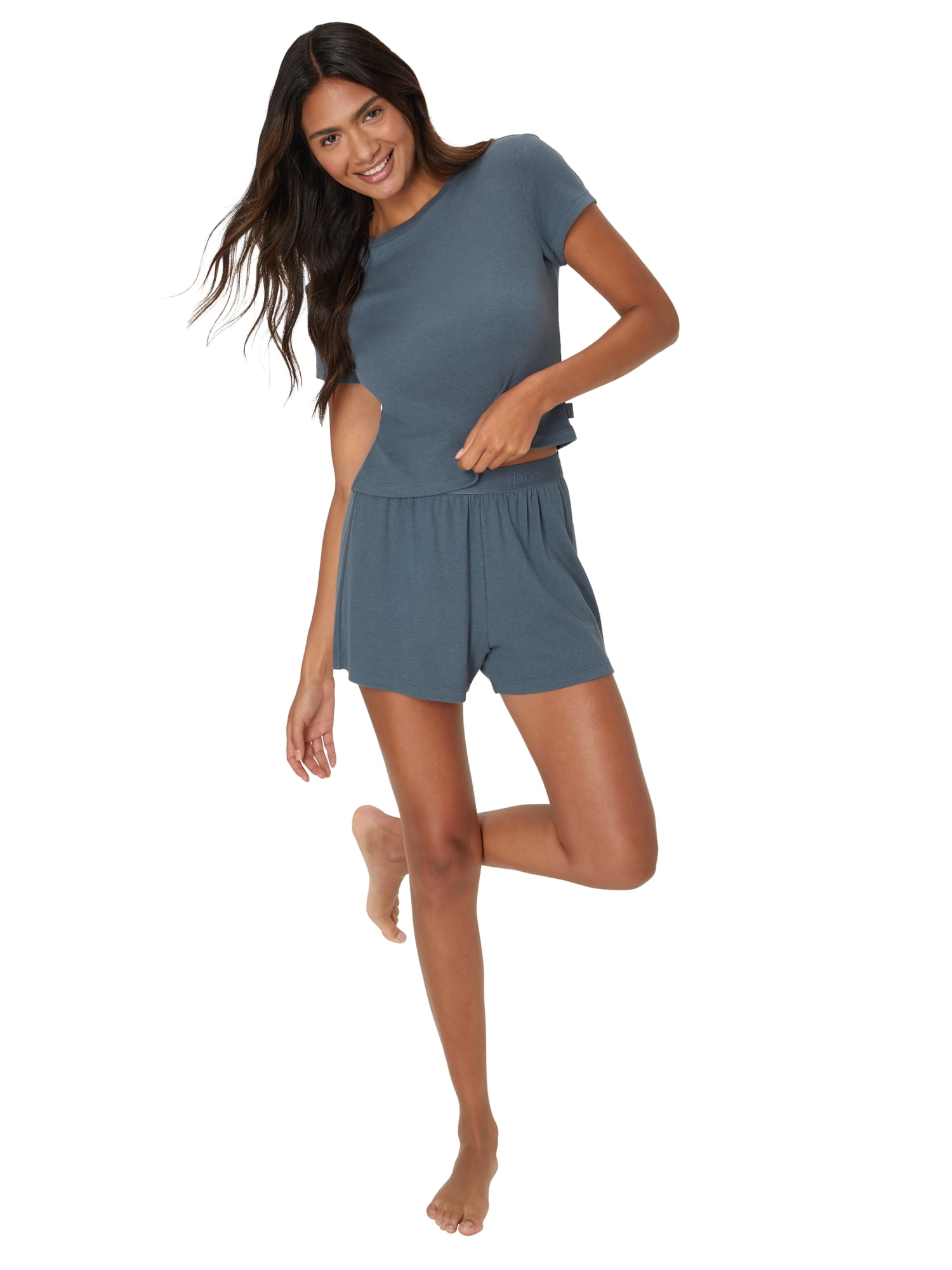 Hanes Originals Women's SuperSoft Comfywear Sleep Rib Crop Tee, Sizes S to 2X