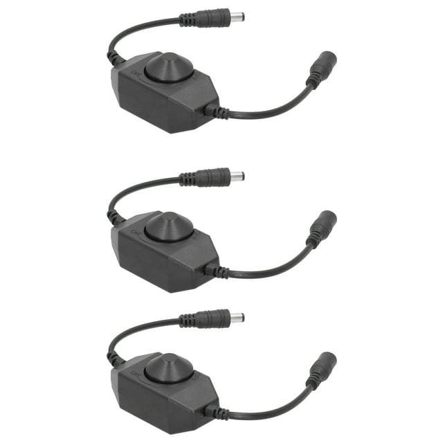 Adaptador de interruptor de atenuación de tira LED de 3 piezas, controlador de brillo ajustable, perilla manual, CC 12 V-24 V