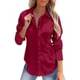 thumbnail image 2 of LIZUOJUNF Dress Shirts Button Down Shirt Work Wear Wrinkle Free Collared Work Office Solid Blouses Stand Collar Long Sleeve Loose Tees, 2 of 7