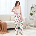 thumbnail image 5 of Dailycode Women's Pajama Pants Wide Leg Lounge Pj Bottoms With Pockets Cherry Fruit with Leaf, 5 of 7