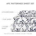 thumbnail image 4 of Noble Linens 4 Piece Pattern Microfiber Bed Sheets Set, Navy Ultra Burst of Vines, Full, 4 of 12