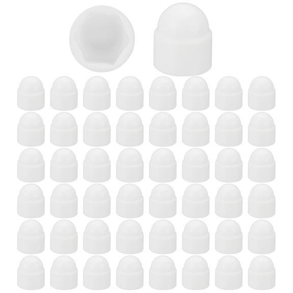 Uxcell 50 Pcs Hex Nut Cover, M6x10x14mm Nylon Screws Bolt Covers Caps Dome Acorn Hex Head Protection Cap, White