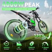 Electric Bike for Adults, Peak-4000W, Max 40MPH and 70Miles Electric Motorcycle,19 Fat Tire Dirt Bike, 7-Speed E-Bike with Full Suspension, Hydraulic Brakes