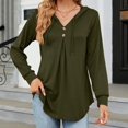thumbnail image 2 of Christmas! Ohufall Hoodies for Women, Sweatshirt for Women Solid V-Neck Button Hooded Loose Long Sleeve Sweater, 2 of 4