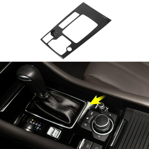 Unique Bargains ABS Gear Shift Knob Button Cover for Mazda 6 M6 Atenza 2019 2020 Console Gear Panel Control Decal Trim Sticker Interior Accessories Carbon Fiber Black