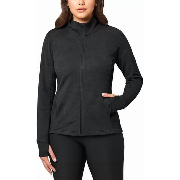 Mondetta Ladies' Jacquard Full-Zip Active Jacket, Black Medium