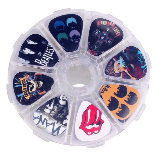 Juego de 50 púas de guitarra con patrón de colores, línea de instrumentos, accesorios para ukelele folklórico