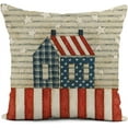 thumbnail image 3 of Set of 4 Linen Throw Pillow Covers 18x18 Inch Red White and Blue 4th of July Independence Day Home Decor Pillowcase Square Cushion Cover for Sofa Bed Couch, 3 of 6