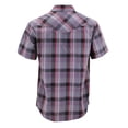 thumbnail image 2 of Men’s Western Short Sleeve Button Down Casual Plaid Pearl Snap Cowboy Shirt (#23 Purple/Grey/Red, 4XL), 2 of 3