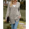 thumbnail image 5 of Cardigans for Women Solid Long Sleeve Ribbed Knit Open Front Button Lightweight Fall Cardigan with Pockets Cogild, 5 of 9