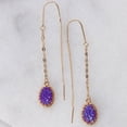 thumbnail image 3 of Iridescent Purple Druzy Threader Earrings for Women - Sparkly Simulated Druzy Stone Dangle Earrings, 3 of 10