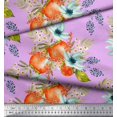 thumbnail image 1 of Soimoi Toile de Coton Rose Imprimé Fleurs Tomate & Freesia par Yard 56 Pouces de Large, 1 of 5