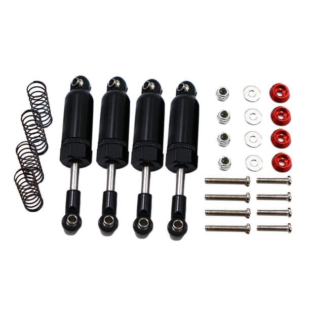 Amortiguadores 4 piezas, amortiguadores de resortes de aleación de aluminio, amortiguador para Axial / SCX10 / D90 / -4 RC Crawler Car Negro CUTICAT Alloy Shock Absorber