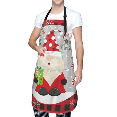 

Cauagu Gnome And Buffalo Plaid Aprons with Pockets Waterproof Apron for Women Kitchen Cooking Apron Adjustable Bib Aprons Chef Apron for Cooking Drawing Crafting
