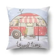 thumbnail image 1 of RYLABLUE Housse de Coussin Illustration Rétro Rose Drôle Voyage d'Été dans une Maison sur Roues 20x20 Pouces, 1 of 1