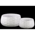 thumbnail image 1 of Pot Rond en Céramique en Forme de Bol avec Design Peigne à Miel, Ensemble de Deux, Blanc, 1 of 1