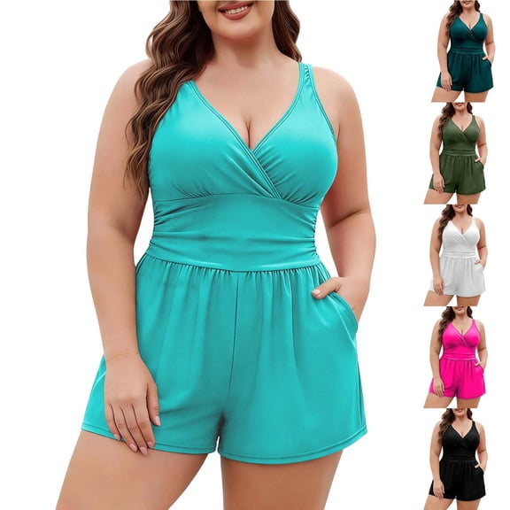 Elvqul Womens Bathing Suits Summer Swimsuits 1 Piece Solid Monokini for Juniors