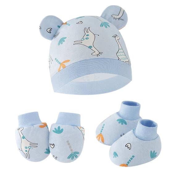 Hat, Scratch Proof Gloves and Footwear Baby Essential Headwear Anti Scratches Hand Mittens and Foot Wrap