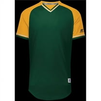 Russell R01X3M.430.S Adult Classic V-Neck Jersey - Dark Green, Gold & White - Small