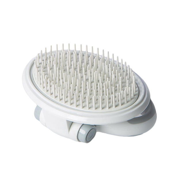 Cepillo de aseo para gatos con mango ajustable que elimina el subpelo. blanco