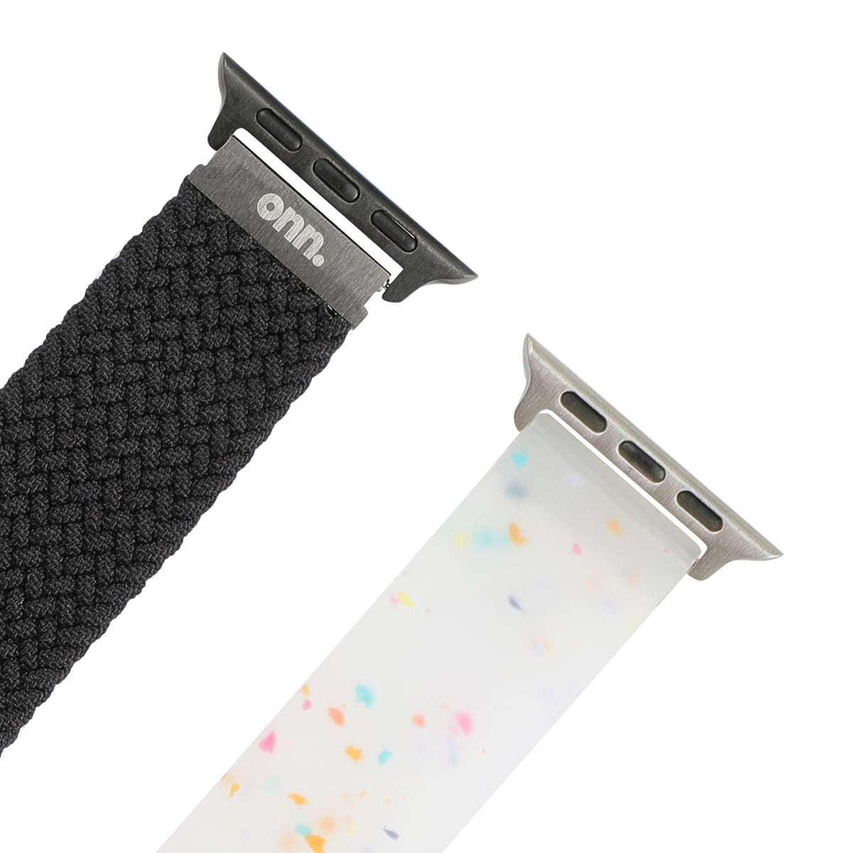 Onn Universal Watch Bands - Black Woven & Clear Silicone for Apple, Samsung Galaxy & Garmin