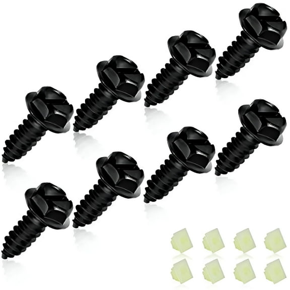 TALENO Universal License Plate Screws for Fastening License Plates, Nylon Screw Inserts, Frames and Covers on Cars and Trucks (Black)