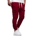 thumbnail image 5 of Resicozy Men's Hiking Cargo Pants Joggers Slim Fit Stretch Lightweight Casual Work Pants with Pockets Elastic Drawstring Waist Red S, 5 of 5