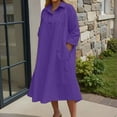 thumbnail image 2 of OSOLU Women Solid Color Elegant Lapel Casual 3/4 Sleeve Dress Cute Sundress Dresses For Women 2025 Elegant Classy, 2 of 5