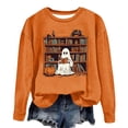 thumbnail image 4 of Inverlee Womens Halloween Sweatshirts Cute Pumpkin Ghost Graphic T-shirt Going Out Round Neck Sweatshirt Long Sleeve Tunic Pullover Tops Halloween Costumes, 4 of 4